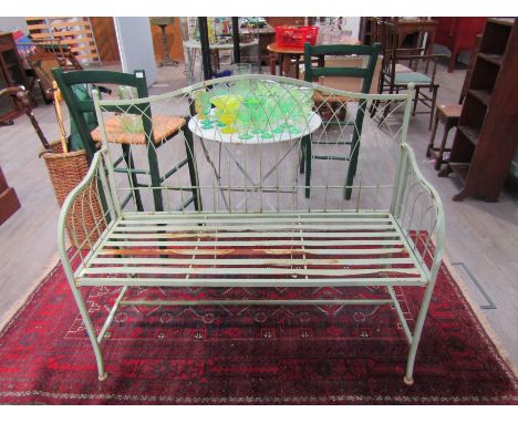 A Georgian style folding metal garden bench. 114cm wide. (a/f)
