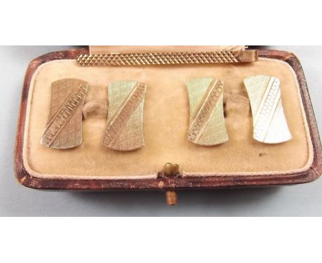 A pair of 9 carat gold cufflinks, boxed and a 9 cart gold tie pin - 8g