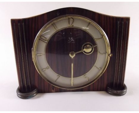 An Art Deco rosewood mantel clock