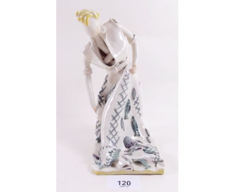 An Audrey Blackman rolled clay figure of a fisher boy - dated 1950 and signed Op.15 - slight damage (this is the first year s