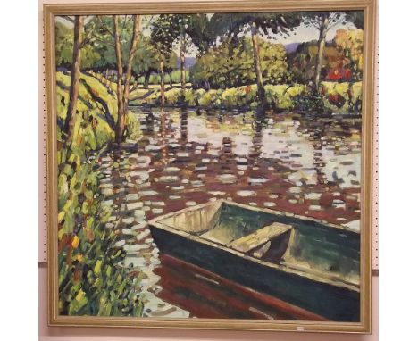 Terence Clarke - oil on canvas 'The River Arrow at Beoley, Worcestershire' - 3ft x 3ft 