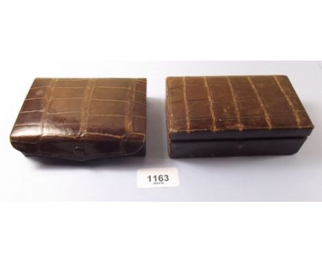 Two crocodile skin playing card cases 