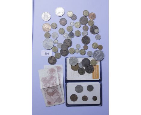 A quantity of British coinage with silver content: threepences George V & VI, others include sixpences, brass threepences, fi