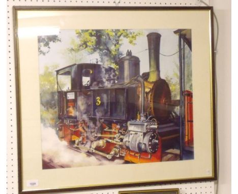 Edwin F Mason - watercolour, The Achenseebahan Steam Engine, the Tyrol, signed - 71 x 63cm