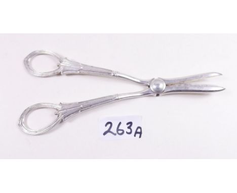 A pair of silver grape scissors, Sheffield 1888, by Harrison Brothers & Howson, 3.6 ozs