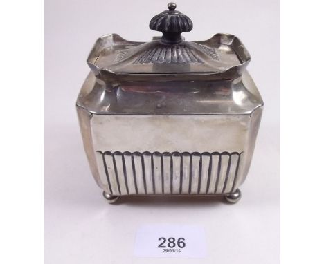 A Victorian silver half gadrooned tea caddy, Sheffield 1885, by Henry Stratford, 6 ozs
