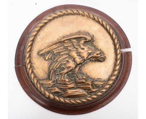 HMS Repulse. A ship's 15in main gun tampion on an oak plinth, 30cm diameter, together with a signed letter of provenance (pli