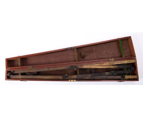 A 19th century brass draughtsman's or engineer's pantograph by W. H. Harling, London, resting on five ivory casters, in the o