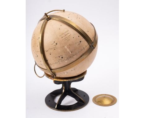 De Manc, Paris. A late 19th/early 20th century 8 inch Navisphere Celestial globe on brass stand, the globe with twelve monoch
