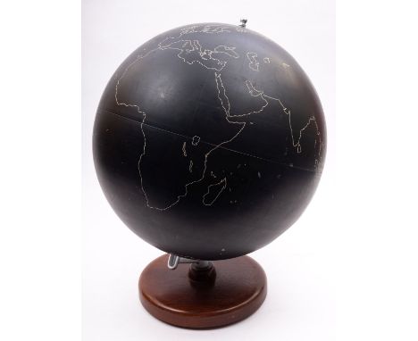 A Philips' 19 inch 'Slates' Surface Globe, with sliver plated mounted on a circular mahogany socle, 60cm high