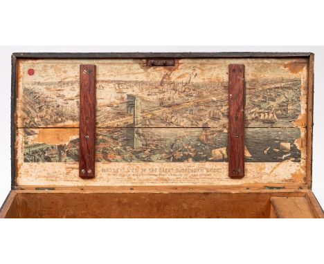 A late 19th/early 20th century pine seaman's chest: the rectangular top with tarred canvas cover, enclosing candle box to one