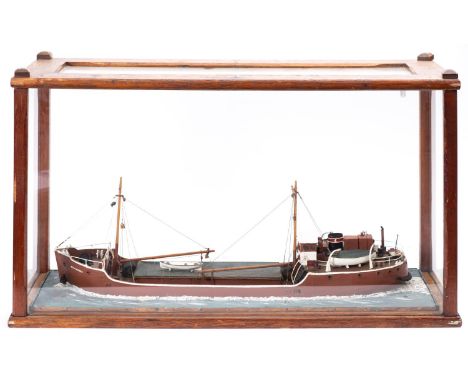 A  quarter inch scale waterline model of the London & Rochester Trading Company MV 'Dominence', rigged cranes over canvas cov