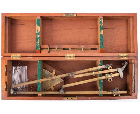 A 19th century brass draughtsman's or engineer's pantograph by W. H. Harling, London, resting on ivory casters, in the origin