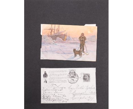 Of Arctic and Amundsen interest. A 1924 Drift Voyage postcard, printed by Eneret Mittet & Co,with an image of a man on skis w