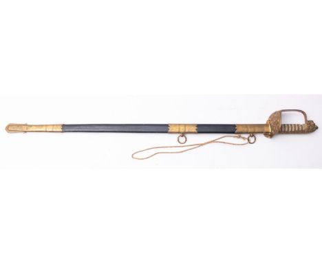 A George V Royal Navy regulation pattern officer's sword, by J.Gieve & Sons, London, the single edged fullered blade with aci