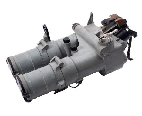 A rare pair of WWII Kriegsmarine 10x 80 bridge binoculars, maker Optische Praezisionswerke GmbH, Warsaw, Poland , the backpla