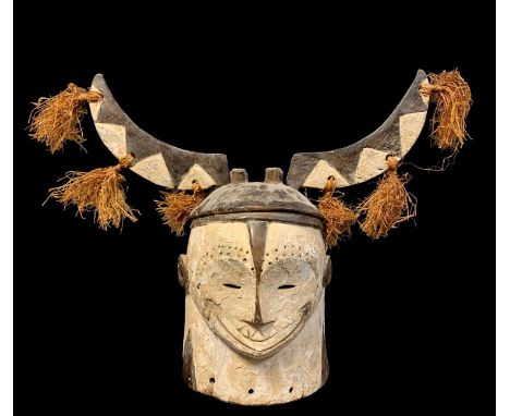 FANG NGONTANG HELMET MASK, with detachable crescent horns, 50w x 49h