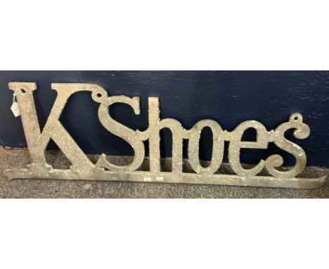 Cast aluminum advertising script 'K Shoes'.  100cm long approx.  (B.P. 21% + VAT) 