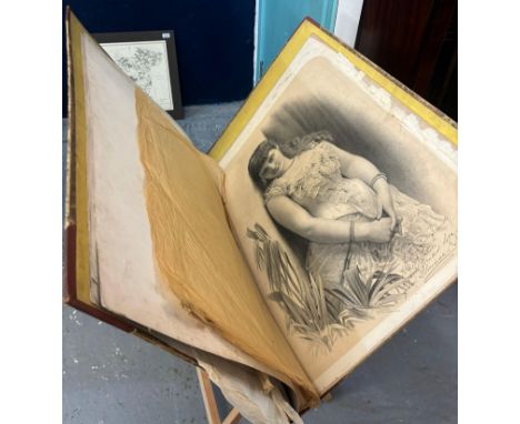 Folio of Charles Dickens prints, various and sentimental portrait print of a young girl.  (B.P. 21% + VAT) 