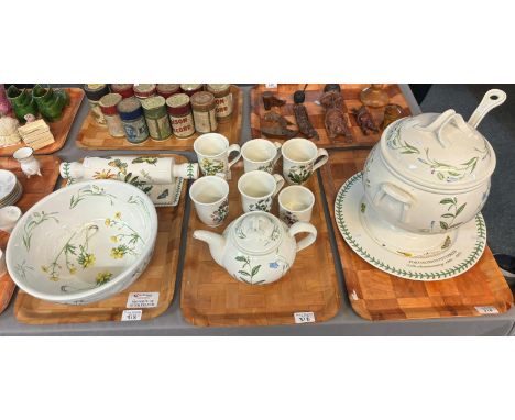 Three trays of Portmeirion 'The Botanic Garden' and 'The Queen's Hidden Garden' items to include: large lidded tureen and lad
