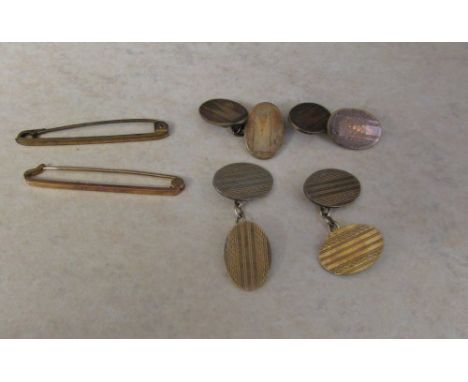 Various 9ct on silver tie/stock pins and cuff links