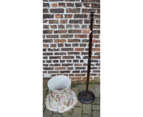 Wooden standard lamp with shade