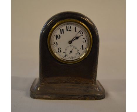 Miniature silver cased mantle clock with Swiss movement, Birmingham 1916