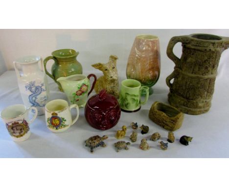 Various ceramics inc Carlton ware, Sylvac, Hillstonia and Wade whimsies