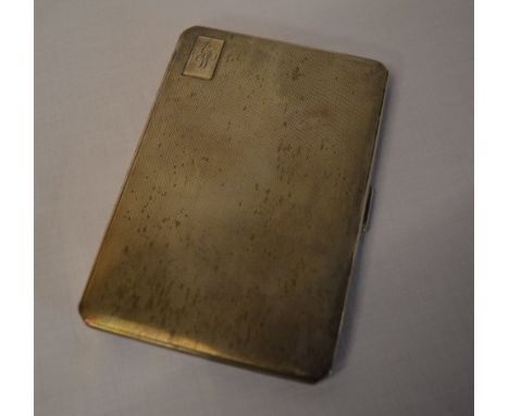 Silver engine turned cigarette case with monogram 'AW' to front, engraved 'A Witherington, 1937' inside, hallmarked Chester 1