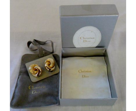 Boxed pair of vintage Christian Dior clip earrings