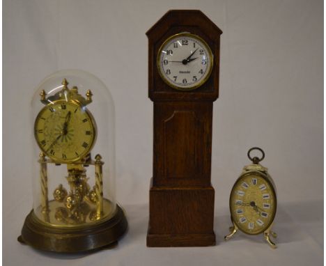 Miniature longcase mantle clock, anniversary clock and small bedroom clock