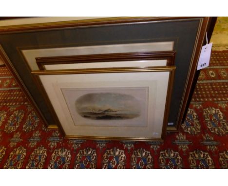 Two prints of Jersey after Jean Le Capelain,'St. Aubins' and 'St. Brelades Bay', together with an Ouless print of St. Brelade