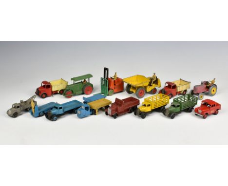A collection of Dinky Toys commercial vehicles, to include a Mechanical Horse and open wagon 33w, blue with fawn trailer, 194