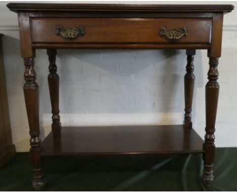 A Late 19th Century Side Serving Table with Stretcher Shelf and Long Drawer, 102cm Wide