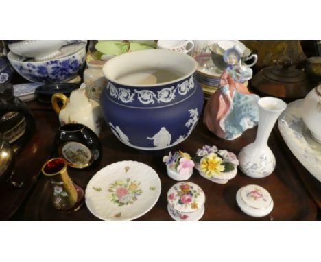 A Tray Containing Royal Worcester Hand Decorated Cream Jug Shape No.1094, Coalport Pin Dishes, Royal Doulton Spring Morning F