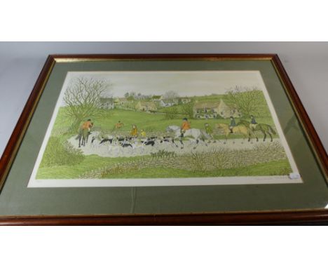 A Framed Limited Edition Hunting Print, Signed in Pencil to the Border by the Artist, 64cm Wide 