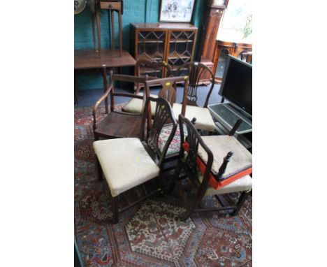 A Victorian mahogany and beech open armchair, together with seven other chairs of late 18th/early 19th century vintage (8)