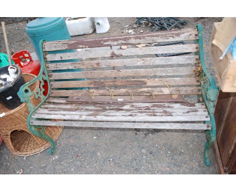 Garden bench cast iron ends 4' long and coat rack.