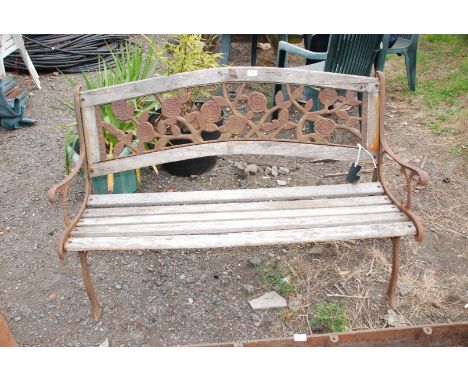 Metal framed garden bench 4' long.