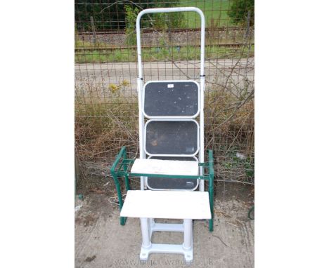 Three rung step ladder and 2 stools.