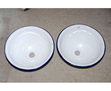 2 x enamel wash bowls, 13 1/2" diameter