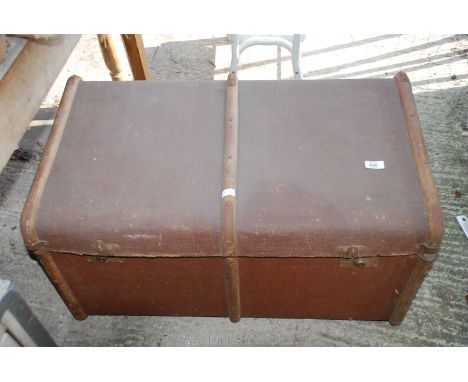 Large travel trunk and contents including Christmas decorations