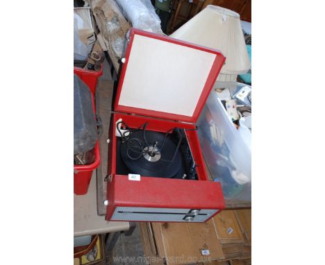 Red leatherette Fidelity record player.
