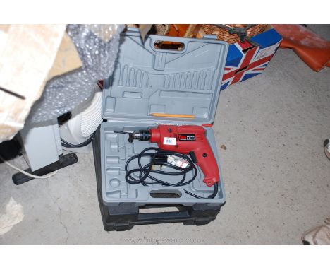 Power Devil electric drill and plastic tool box
