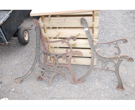 3 x wrought iron bench ends, one a/f and all left handed.