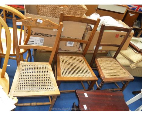 Three cane seated ladder back bedroom chairs