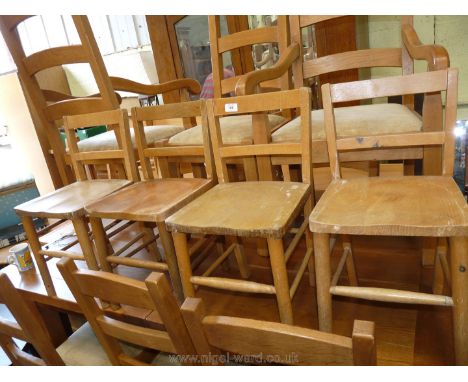 Set of four beech children's ladder back chairs. 