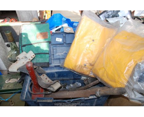 Tool box of rasps, prybar and waterproof clothing