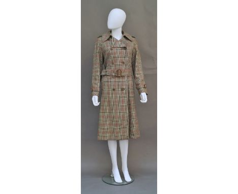 A Burberrys ladies plaid trench coat, double breasted with buckle belt and a matching tie belt, together with a quantity of l