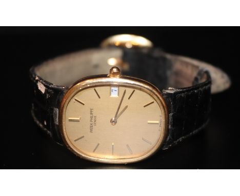 Patek Philippe Gents 18ct Gold Patek Philippe Wristwatch, Model: Golden Ellipse, Leather Strap And Original 18ct Gold Buckle.
